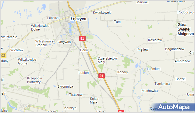 mapa Dzierzbiętów Mały, Dzierzbiętów Mały na mapie Targeo