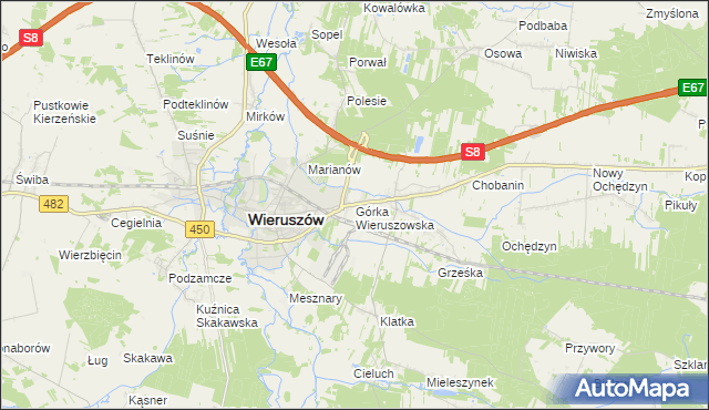 mapa Górka Wieruszowska, Górka Wieruszowska na mapie Targeo