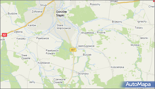 mapa Jastrzygowice, Jastrzygowice na mapie Targeo