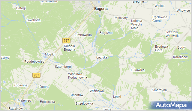 mapa Łaziska gmina Staszów, Łaziska gmina Staszów na mapie Targeo