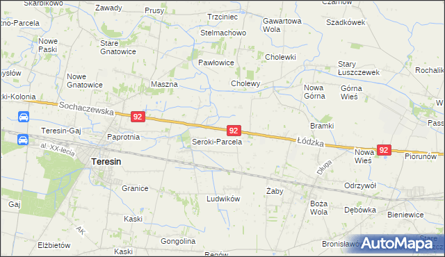 mapa Lisice gmina Teresin, Lisice gmina Teresin na mapie Targeo