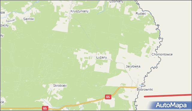 mapa Łużany, Łużany na mapie Targeo