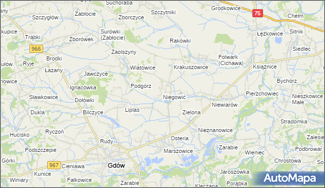 mapa Niegowić, Niegowić na mapie Targeo