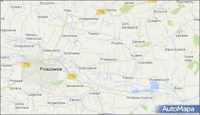 mapa Przezwody gmina Proszowice, Przezwody gmina Proszowice na mapie Targeo