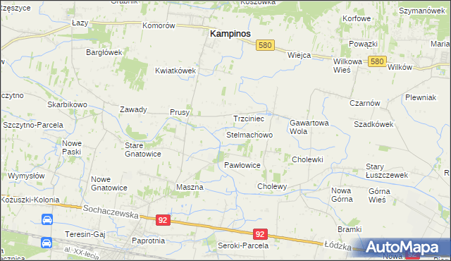 mapa Stelmachowo gmina Leszno, Stelmachowo gmina Leszno na mapie Targeo