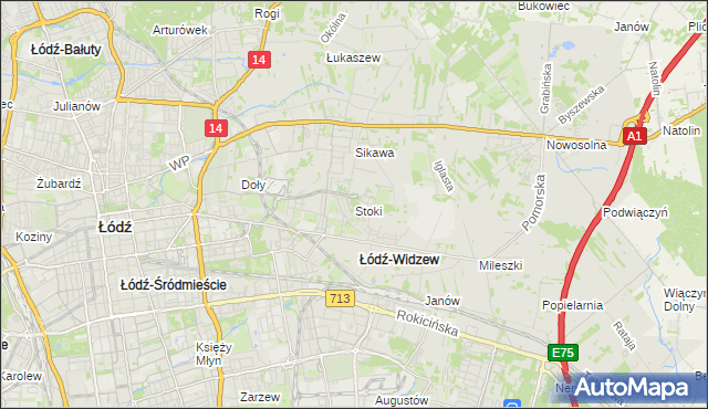 mapa Stoki gmina Łódź, Stoki gmina Łódź na mapie Targeo