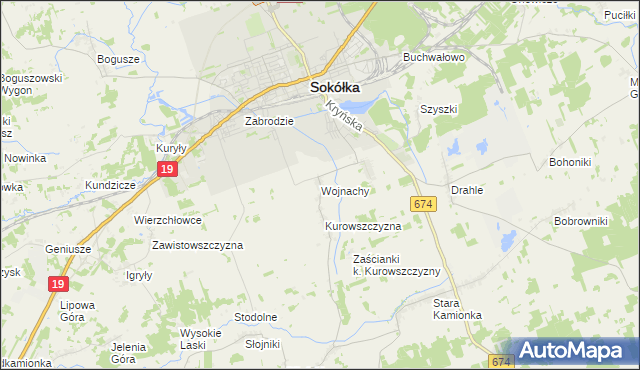 mapa Wojnachy, Wojnachy na mapie Targeo