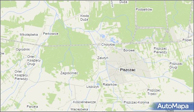 mapa Zalutyń, Zalutyń na mapie Targeo