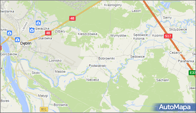 mapa Bobrowniki gmina Ryki, Bobrowniki gmina Ryki na mapie Targeo