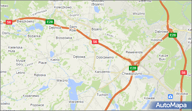 mapa Dobrzewino, Dobrzewino na mapie Targeo