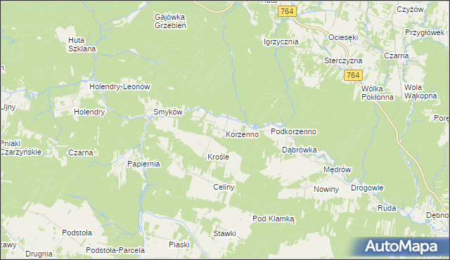 mapa Korzenno, Korzenno na mapie Targeo