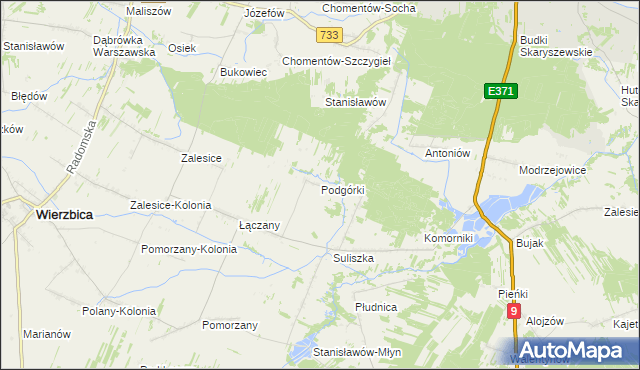 mapa Podgórki gmina Wierzbica, Podgórki gmina Wierzbica na mapie Targeo