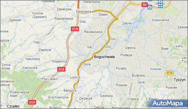 mapa Boguchwała powiat rzeszowski, Boguchwała powiat rzeszowski na mapie Targeo