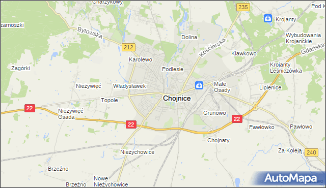 mapa Chojnic, Chojnice na mapie Targeo