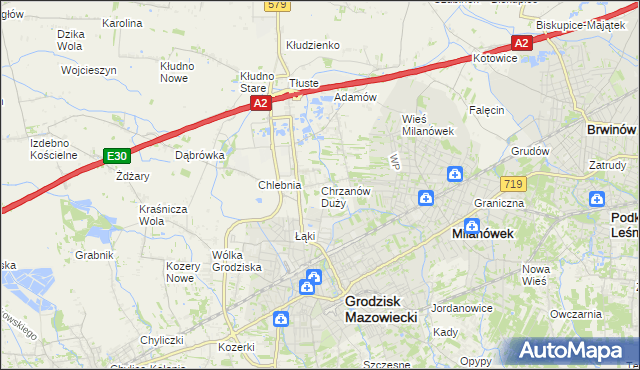 mapa Chrzanów Duży, Chrzanów Duży na mapie Targeo