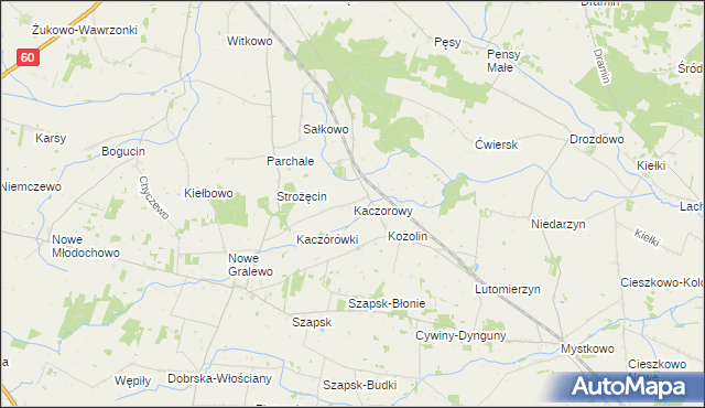 mapa Kaczorowy, Kaczorowy na mapie Targeo