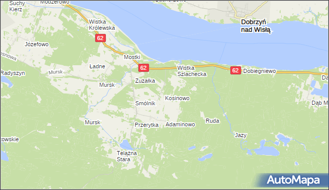 mapa Kosinowo gmina Włocławek, Kosinowo gmina Włocławek na mapie Targeo