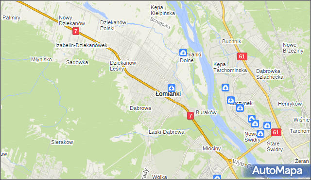 mapa Łomianki, Łomianki na mapie Targeo