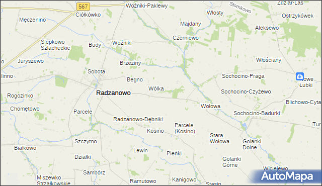 mapa Łoniewo gmina Radzanowo, Łoniewo gmina Radzanowo na mapie Targeo