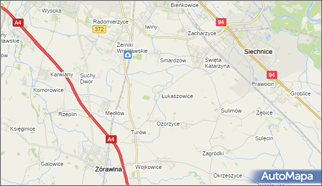 mapa Łukaszowice, Łukaszowice na mapie Targeo