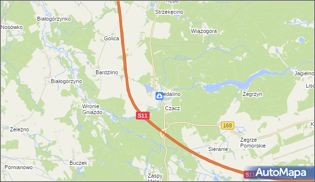 mapa Niedalino, Niedalino na mapie Targeo