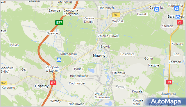 mapa Nowiny gmina Sitkówka-Nowiny, Nowiny gmina Sitkówka-Nowiny na mapie Targeo
