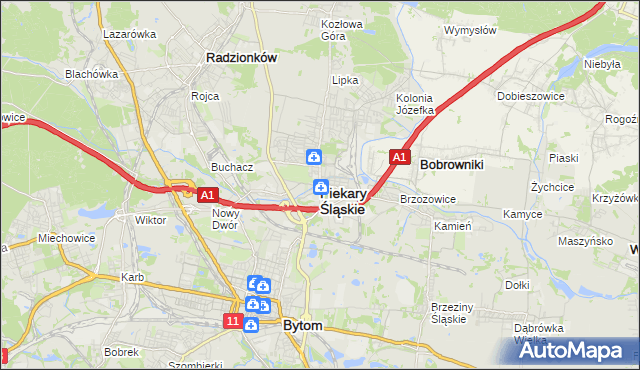 mapa Piekary Śląskie, Piekary Śląskie na mapie Targeo