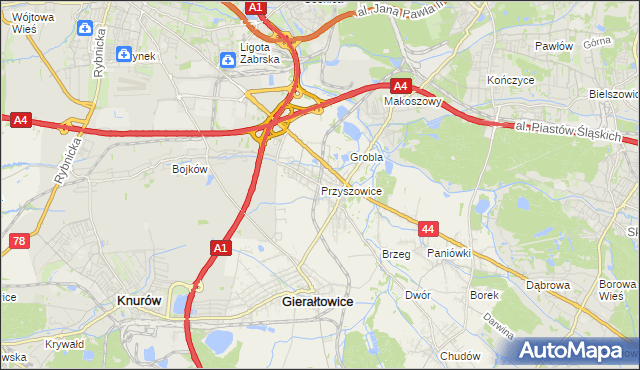 mapa Przyszowice, Przyszowice na mapie Targeo