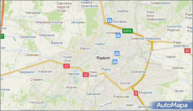 mapa Radomia, Radom na mapie Targeo