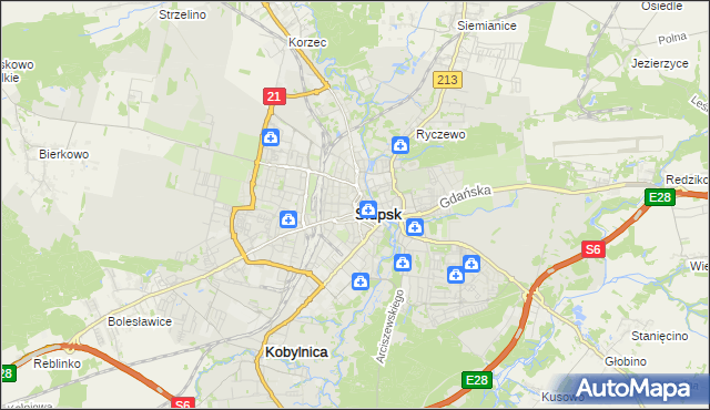 mapa Słupska, Słupsk na mapie Targeo