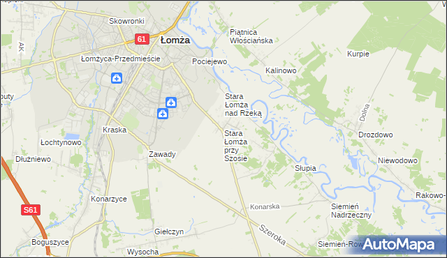 mapa Stara Łomża przy Szosie, Stara Łomża przy Szosie na mapie Targeo