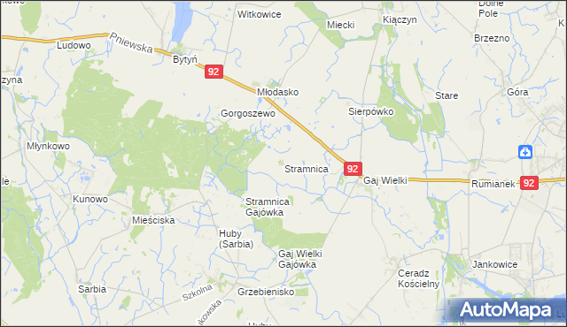 mapa Stramnica gmina Kaźmierz, Stramnica gmina Kaźmierz na mapie Targeo