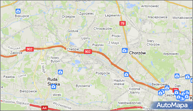 mapa Świętochłowice, Świętochłowice na mapie Targeo