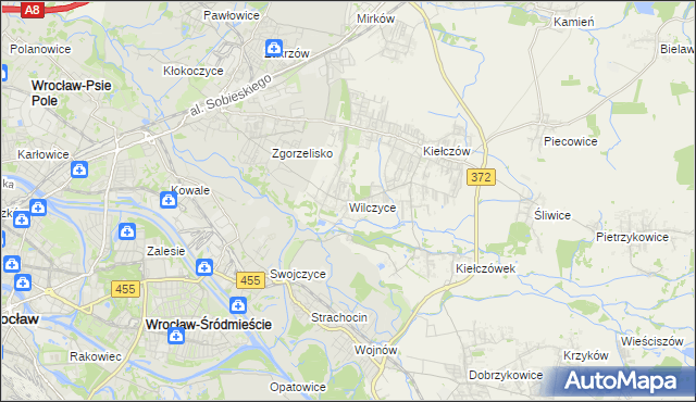 mapa Wilczyce gmina Długołęka, Wilczyce gmina Długołęka na mapie Targeo