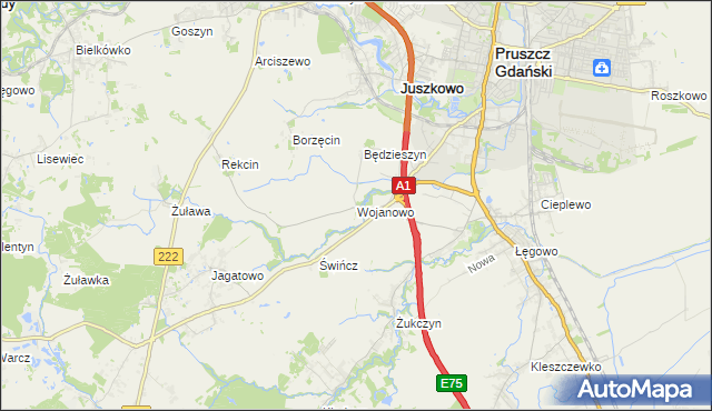mapa Wojanowo, Wojanowo na mapie Targeo