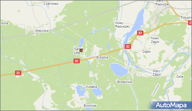 mapa Brzózka gmina Krosno Odrzańskie, Brzózka gmina Krosno Odrzańskie na mapie Targeo