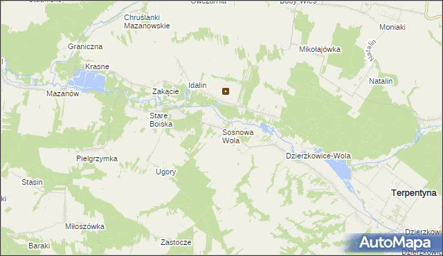 mapa Sosnowa Wola gmina Dzierzkowice, Sosnowa Wola gmina Dzierzkowice na mapie Targeo