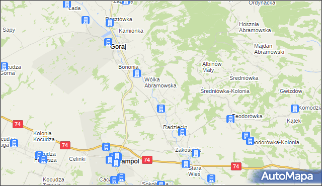mapa Abramów gmina Goraj, Abramów gmina Goraj na mapie Targeo