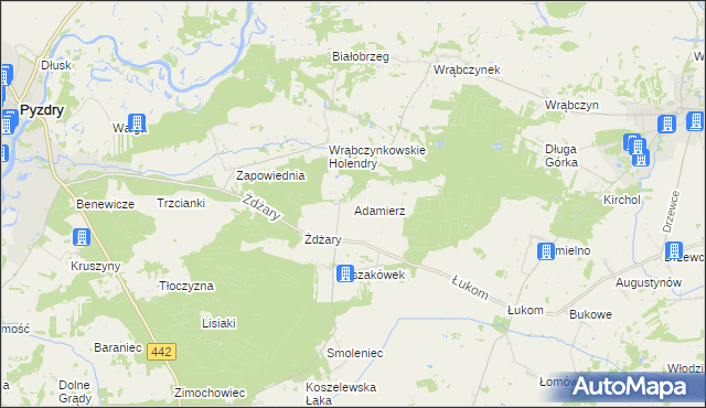 mapa Adamierz gmina Zagórów, Adamierz gmina Zagórów na mapie Targeo