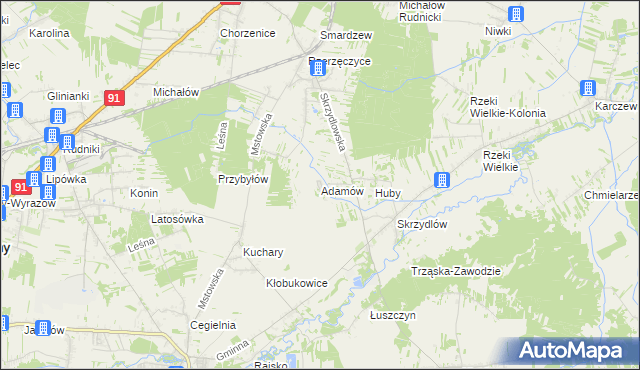 mapa Adamów gmina Kłomnice, Adamów gmina Kłomnice na mapie Targeo