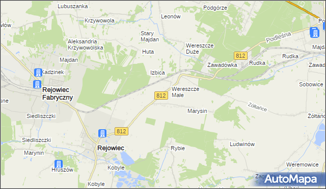 mapa Adamów gmina Rejowiec, Adamów gmina Rejowiec na mapie Targeo