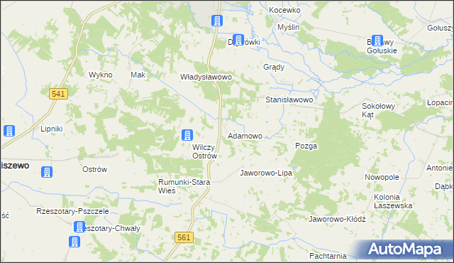 mapa Adamowo gmina Bieżuń, Adamowo gmina Bieżuń na mapie Targeo
