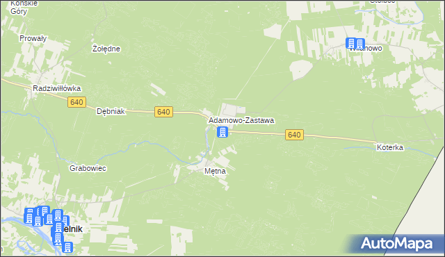 mapa Adamowo gmina Mielnik, Adamowo gmina Mielnik na mapie Targeo