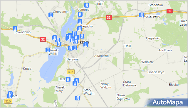mapa Adamowo gmina Wolsztyn, Adamowo gmina Wolsztyn na mapie Targeo