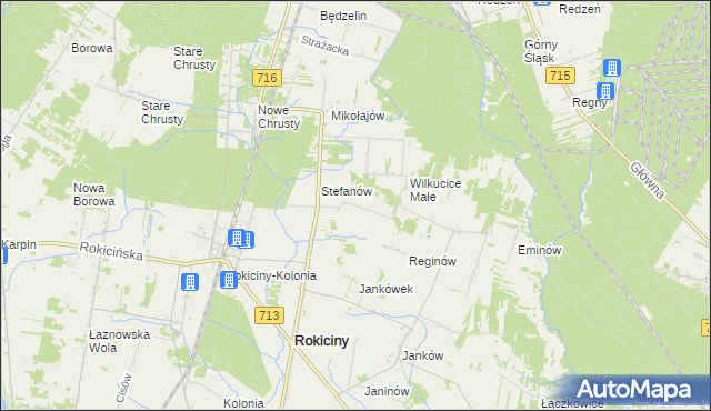 mapa Albertów gmina Rokiciny, Albertów gmina Rokiciny na mapie Targeo