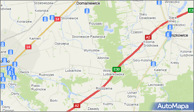 mapa Albinów gmina Głowno, Albinów gmina Głowno na mapie Targeo