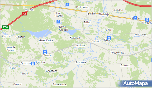 mapa Albinów gmina Kotuń, Albinów gmina Kotuń na mapie Targeo