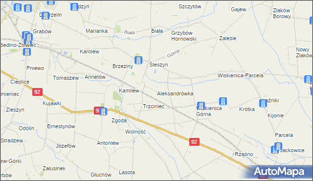 mapa Aleksandrówka gmina Żychlin, Aleksandrówka gmina Żychlin na mapie Targeo