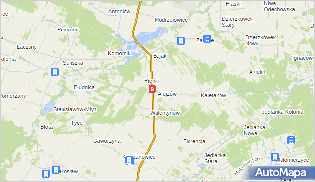 mapa Alojzów gmina Iłża, Alojzów gmina Iłża na mapie Targeo