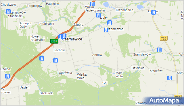 mapa Annów gmina Czerniewice, Annów gmina Czerniewice na mapie Targeo
